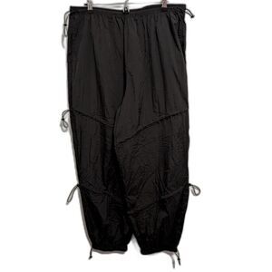 Forever 21 Men's Nylon Parachute Track Pants Black Size 2XL